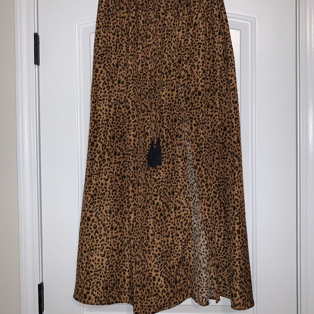 High Slit Leopard Maxi Skirt